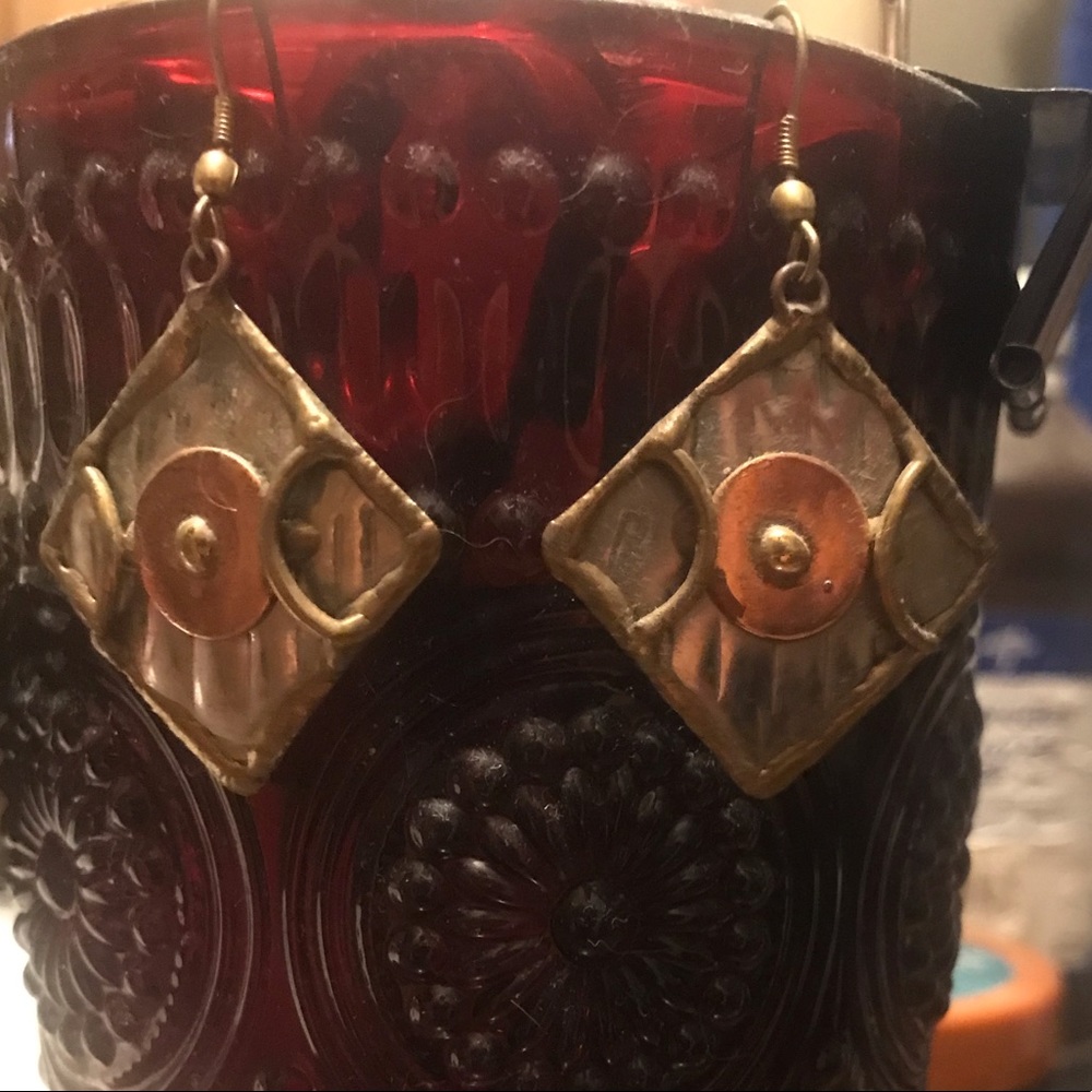 Hammered tin earrings
